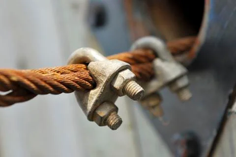 Rusty steel wire rope cable and locker Stock Photos