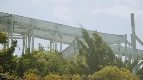 Rusty Structure in Abandoned Water Park in Rodanthe, Outer Banks, North Video stock 248741000