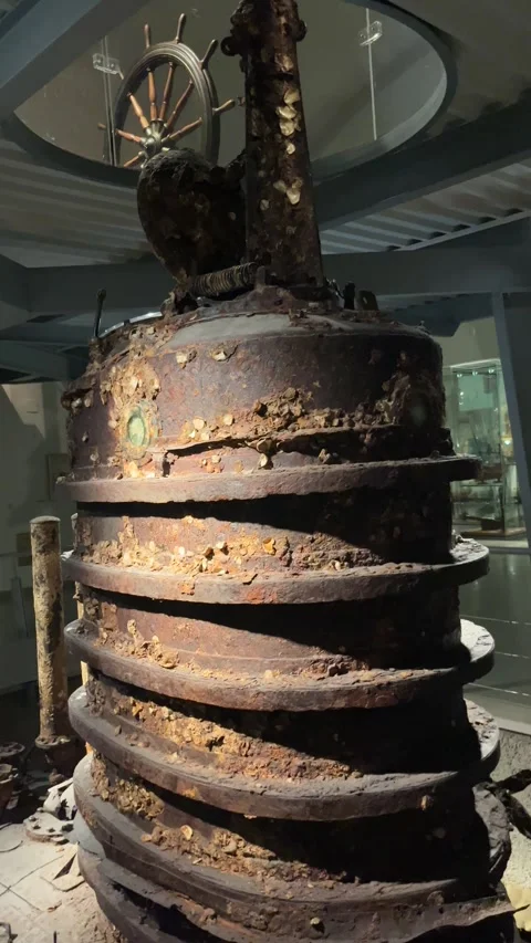 Rusty submarine tower with hatch Stock Footage 277534089