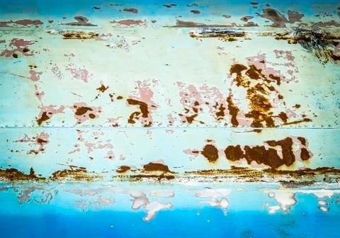 Rusty surface on aged blue matal Stock Photos