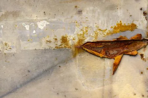 Rusty surface of old iron dirty brown with light intersperses, metal embossed Stock Photos