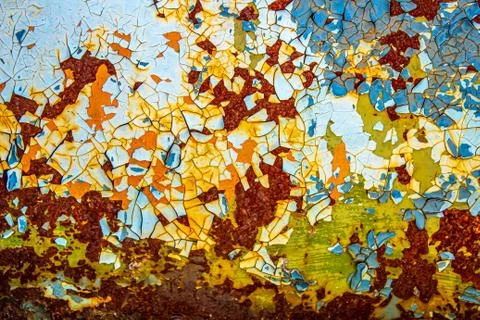 Rusty surface with old peeling paint Stock Photos