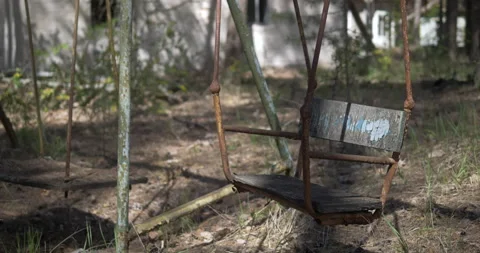Rusty swing set seat close-up Stock Footage 200947602