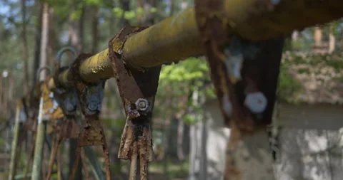 Rusty swing set top close-up Stock Footage 200947638
