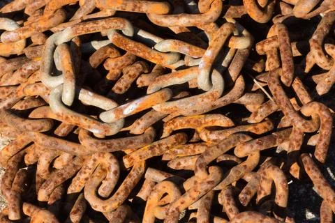 Rusty Tangled Chain - Close-up. Stock Photos