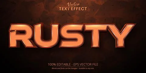 Rusty text, brown color style editable text effect	 Stock Illustration