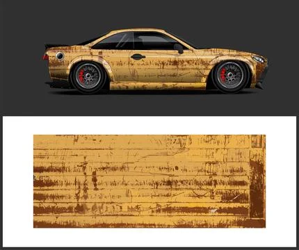 Rusty texture car wrap or Car decal wrap design vector Stock Illustration