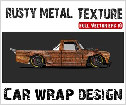 Rusty texture car wrap or Car decal wrap design vector Stock Illustration