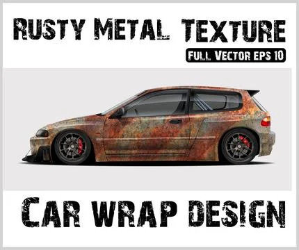 Rusty texture car wrap or Car decal wrap design vector Stock Illustration