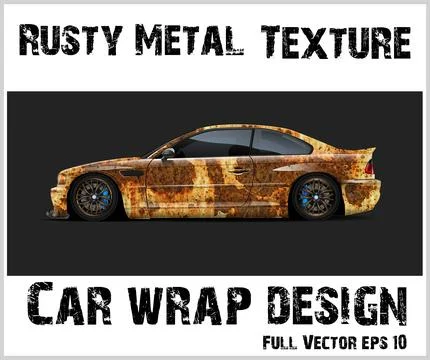 Rusty texture car wrap or Car decal wrap design vector Stock Illustration