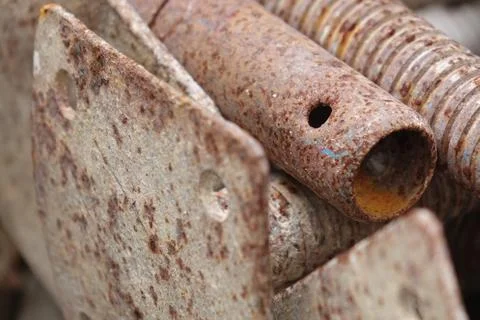 Rusty Threaded Steel Bar for Scaffolding Stock Photos