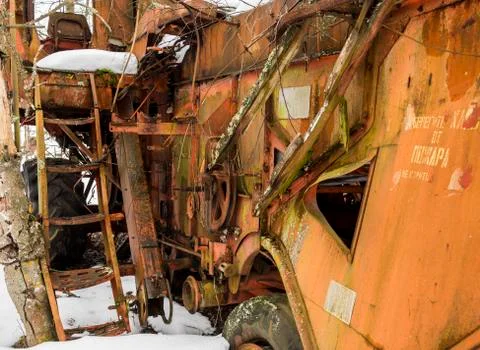 Rusty Threshers in Chernobyl Stock Photos