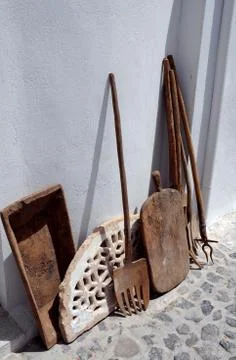 Rusty tools for agricultural labor Stock Photos