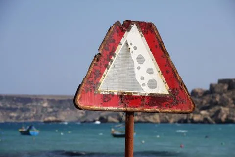 Rusty traffic warning sign Stock Photos