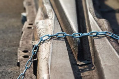 Rusty Train Tracks and Chain Stock Photos