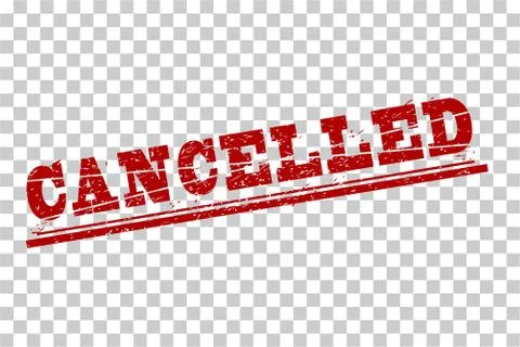 Rusty Vector Red Rubber Stamp, Cancelled at transparent effect background Stock Illustration