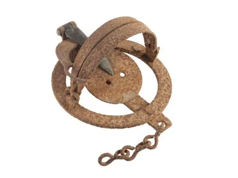 Rusty vermin trap on a white background. Stock Photos