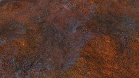 Rusty Volcanic Terrain Texture 3d render. イラスト素材