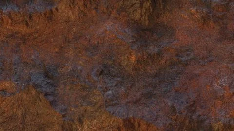 Rusty Volcanic Terrain Texture 3d render. イラスト素材