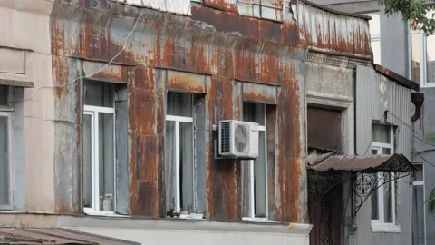 Rusty wall of an old house in Batumi Stock Footage 227707325