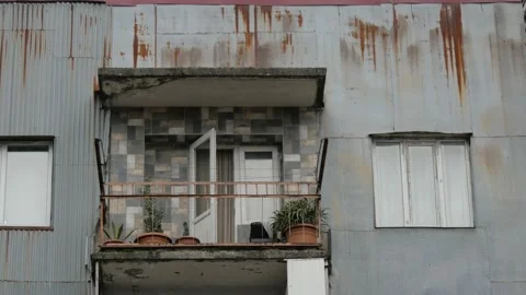 Rusty wall of an old house in Batumi Stock Footage 227707326