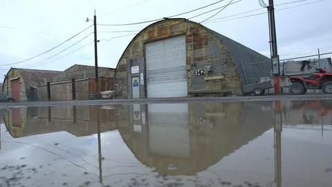 Rusty warehouse in Barrow, Alaska Stock Footage 104955845