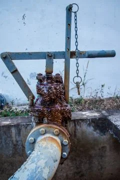 A rusty  water gate valve. Stock Photos