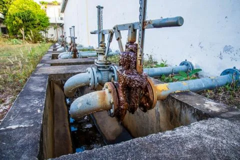 A rusty  water gate valve. Stock Photos