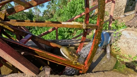 Rusty water mill in the jungle Vidéo 251989081