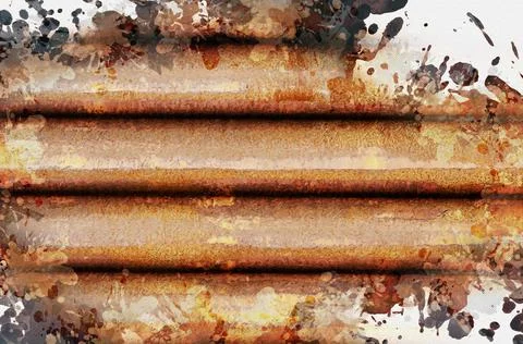 Rusty wavy metal surface. Sheet of old metal with alternating horizontal stri Stock Photos