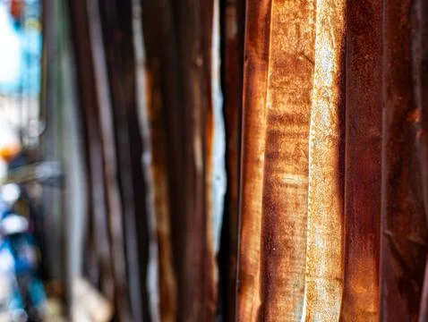 Rusty Weathered Corrugated Metal Sheets Texture Background Close Up Stock Photos