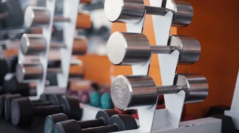 Rusty weight stack in a gym Stock Footage 62407901