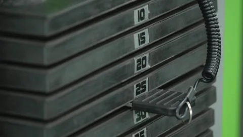 Rusty weight stack in a gym Stock Photos