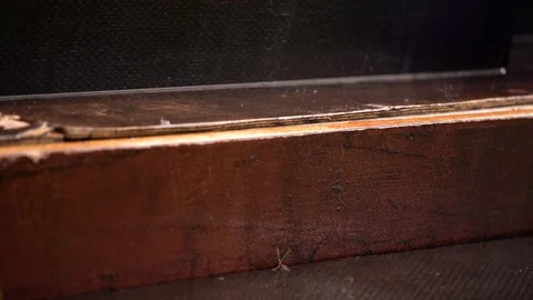 Rusty wet orange rubberized steps in the pouring stormrain large drops of rain Stock Footage 147922485