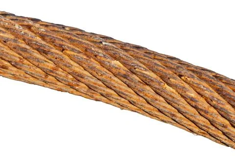 A rusty wire is shown in a close up Stock-Fotos