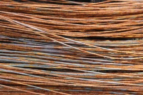 Rusty wire. Texture of old metal coil Stock Photos