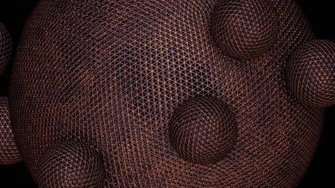 Rusty wireframe sphere with rolling small spheres looping 3D animation Vídeos de archivo 196171074