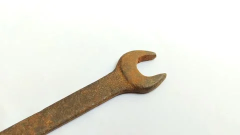 Rusty wrench on a white background Stock Footage 314929118