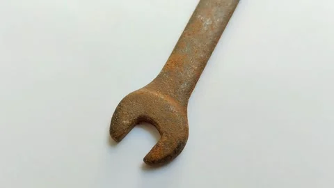 Rusty wrench on a white background 스톡 동영상 314929170