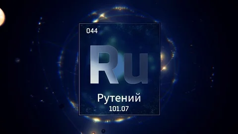 Ruthenium as Element 44 of the Periodic Table 3D animation on blue background 스톡 동영상 126449519