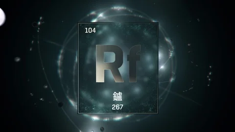 Rutherfordium as Element 104 of the Periodic Table 3D illustration on green 스톡 동영상 126452163