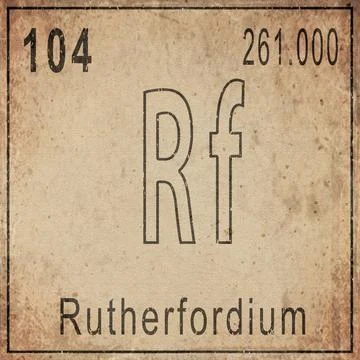 Rutherfordium Element Card from Periodic Table on Vintage Old Paper Stock Illustration