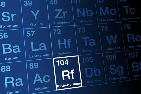 Rutherfordium on periodic table of the elements, with element symbol Rf 스톡 일러스트