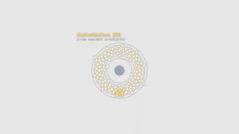 Rutherfordium Rf Bohr Atom Model Labeled Animation Video Overlay Alpha 4K Vídeo Stock 339363220