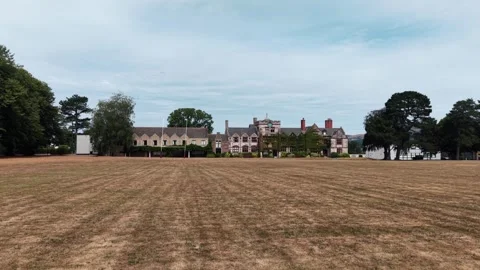 Ruthin School - drone approach ground skim from far Vídeo Stock 345083391