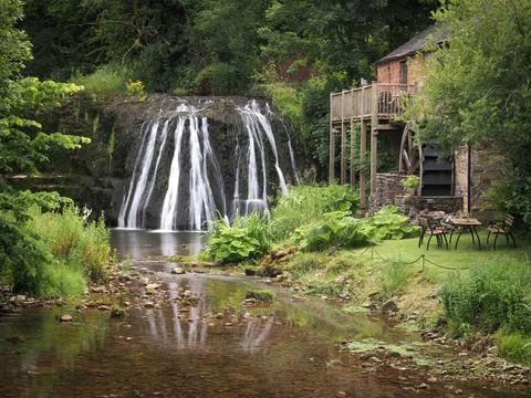 Rutter Force waterfall on Hoff Beck, Appleby-in-Westmorland Eden Valley, Cumbria Stock Photos