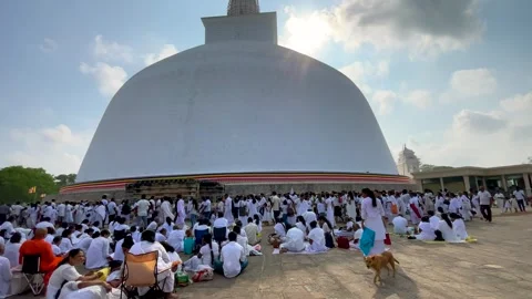 Ruwanwelisaya stupa: a hemispherical structure containing relics of Lord Buddha. Stock Footage 277502936