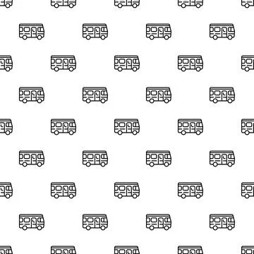 Rv camper van continuous pattern on white background Stock Illustration
