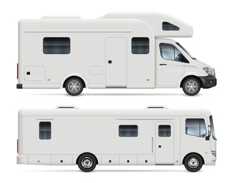RV camper vans side view realistic vector illustration Stock Illustration