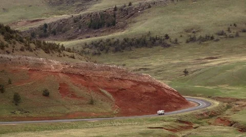 RV on Chief Joseph Highway Stock Footage 7733871
